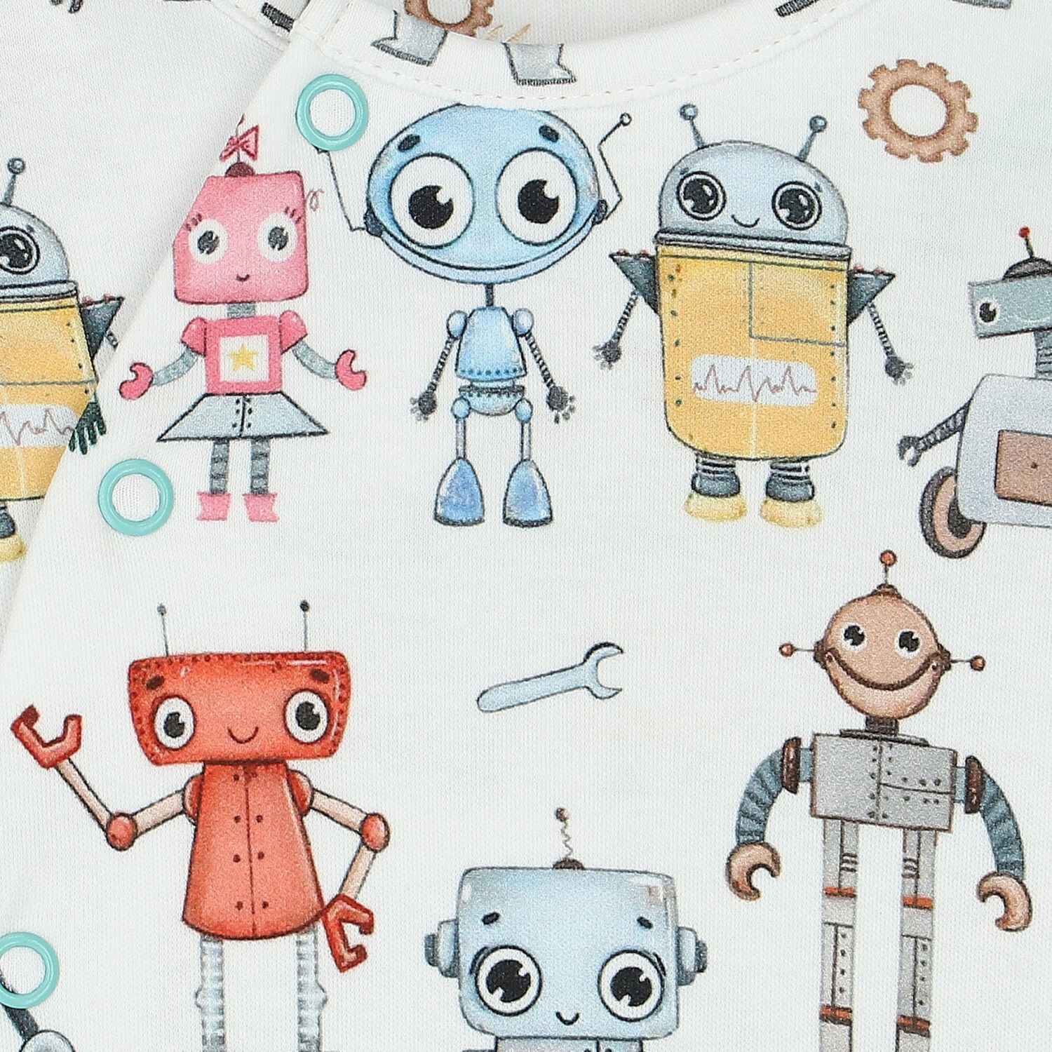 Baby Boys White Robots Babygrow, 1, hi-res